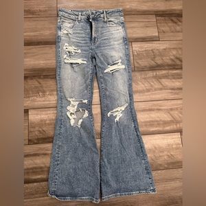 American eagle LIKE NEW flare distressed jeans light wash